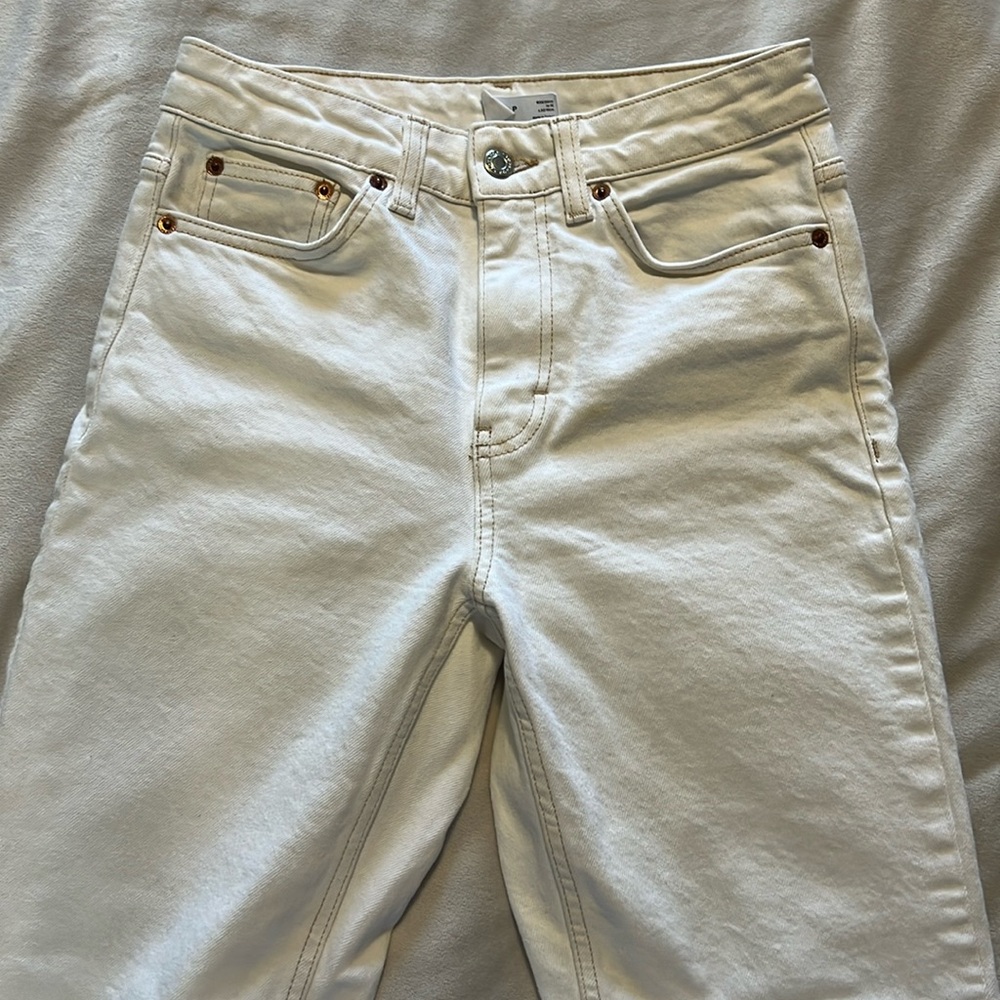White topshop raw hem straight jeans